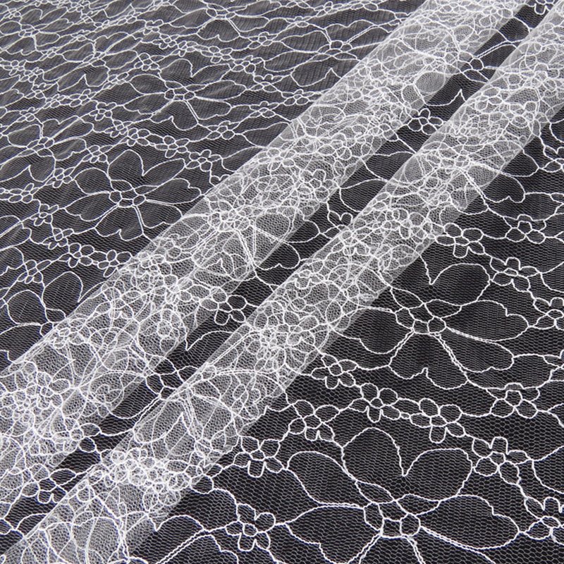 Lace Trim Floral Bridal Nylon Warp Knit Lace Fabric for Bridal Wholesa
