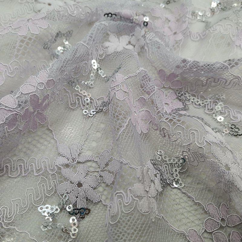 Embroidered Fabric Sequin Evening Nylon Lace Fabric for Women's Wear W 3