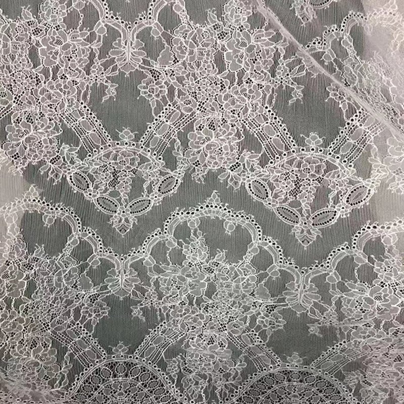 Lace Fabric Eyelash Bridal Nylon Warp Knit for Women's Wear Wholesale