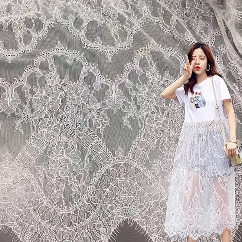 Lace Fabric Eyelash Bridal Nylon Warp Knit for Women's Wear Wholesale 7