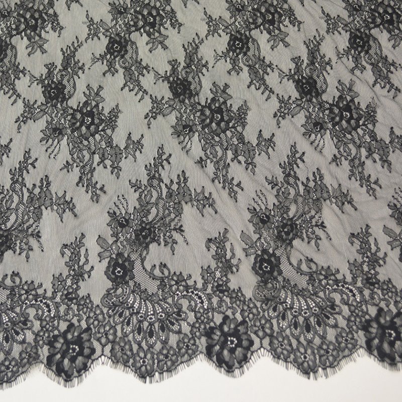 Lace Fabric Eyelash Edge Eyelash Nylon Warp Knit for Bridal Wholesale