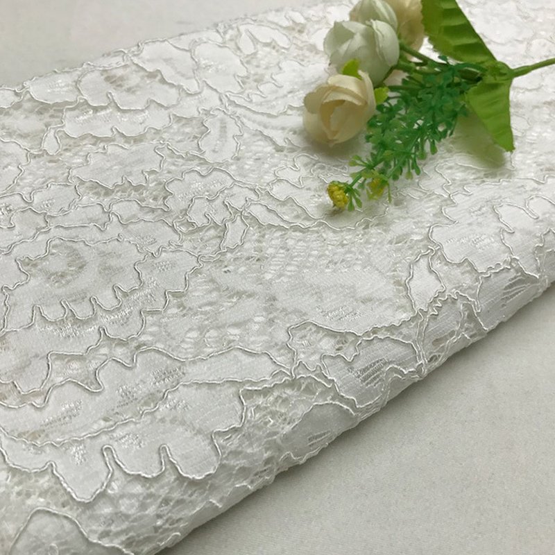 Lace Fabric Scallop Edge Placement Floral for Women's Wear Wholesale S 11