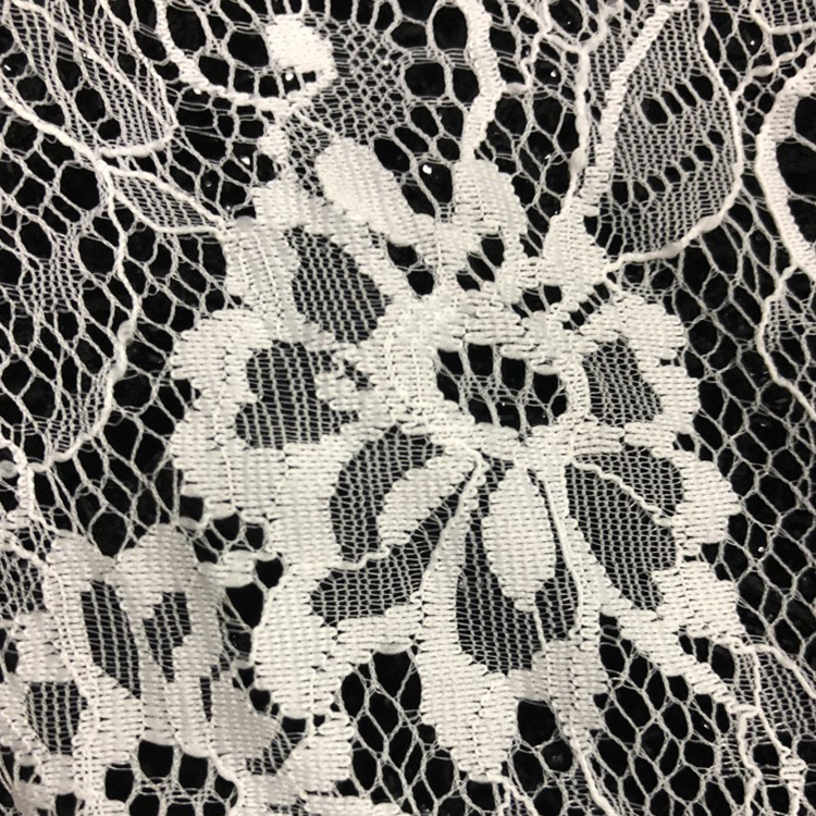 Lace Trim Dress Bridal Nylon Warp Knit Lace Fabric for Women's Wear Wh