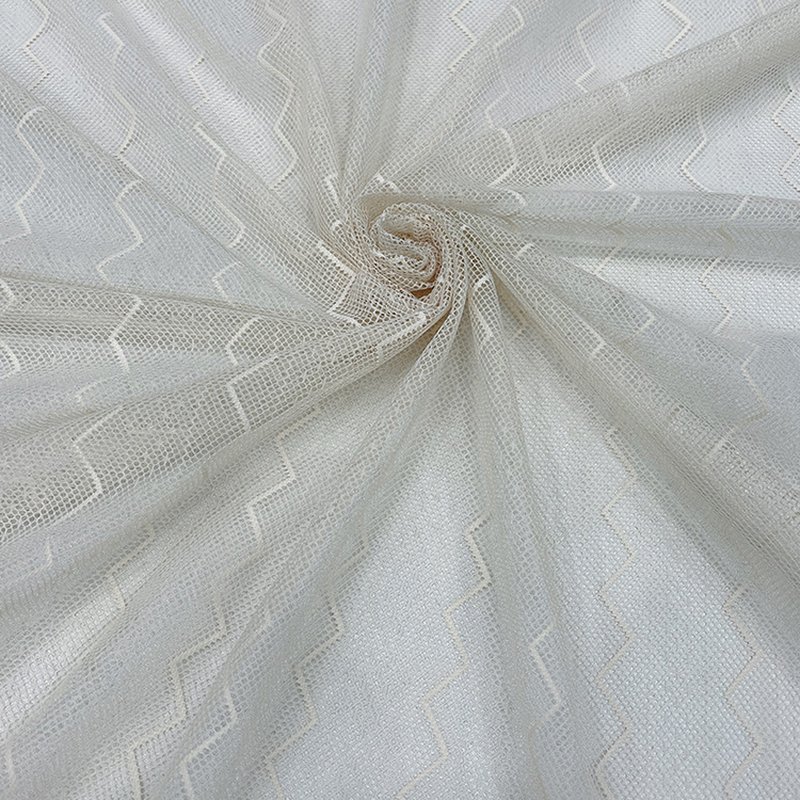 Lace Fabric Wave Jacquard Polyester Warp Knit for Women's Wear Wholesa