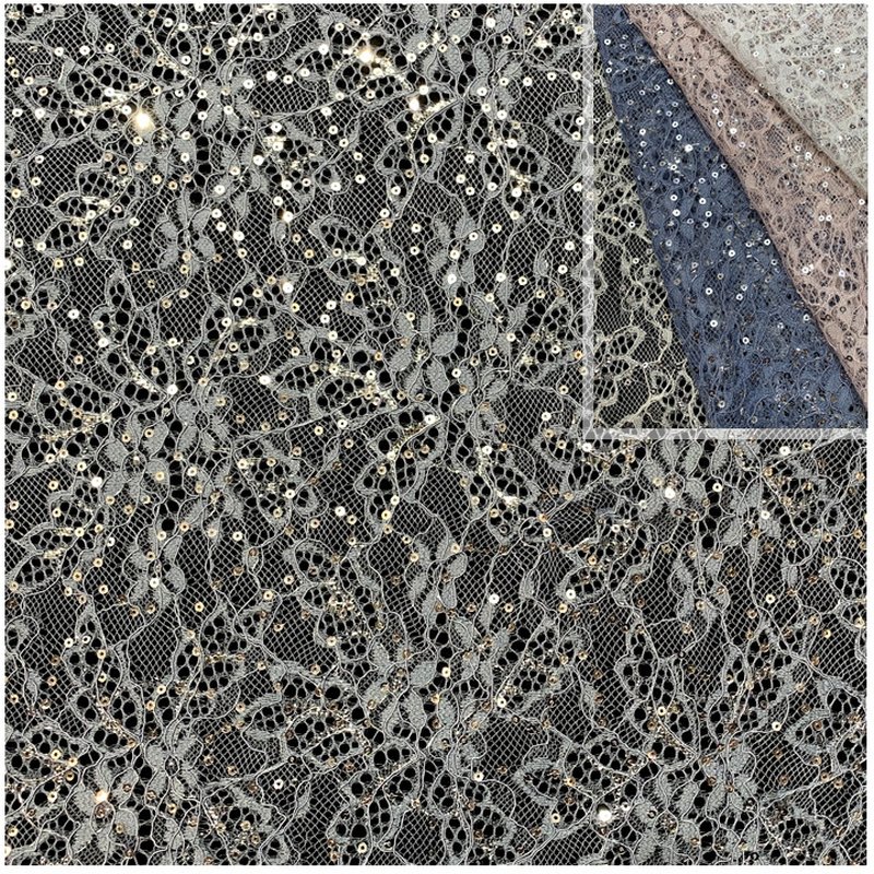 Lace Fabric Sequin Nylon Warp Knit for Women's Wear Wholesale Supplier 12