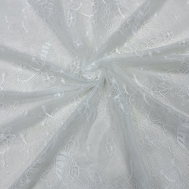 Lace Fabric Cutwork White Nylon for Women's Wear Wholesale Supplier