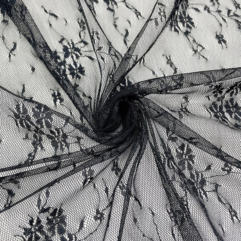 Scallop Edge Small Floral Wave Nylon Lace Fabric for Lingerie Wholesal