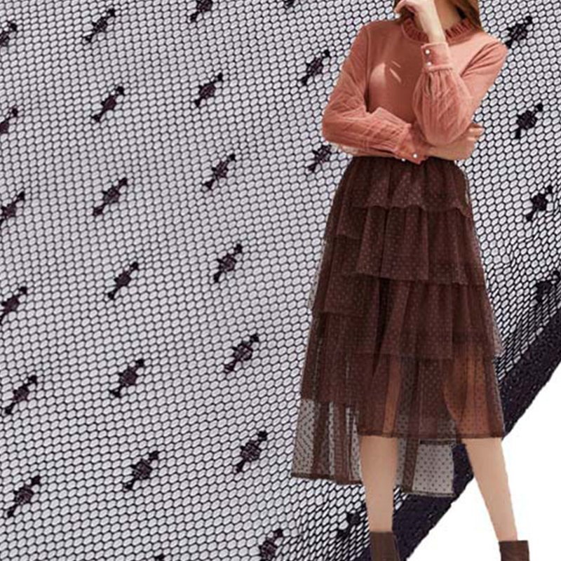 Polka Dot Bridal Polyester Warp Knit Lace Fabric for Women's Wear Whol