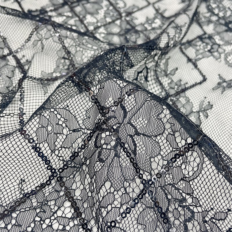 Lace Fabric Dress Sequin Polyester for Women's Wear Wholesale Supplier 15