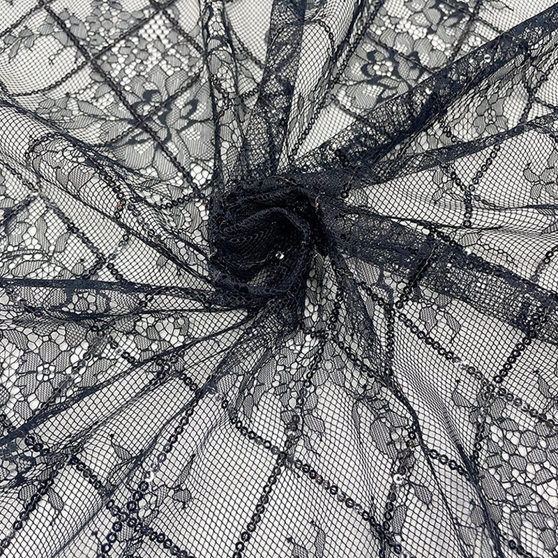 Lace Fabric Dress Sequin Polyester for Women's Wear Wholesale Supplier