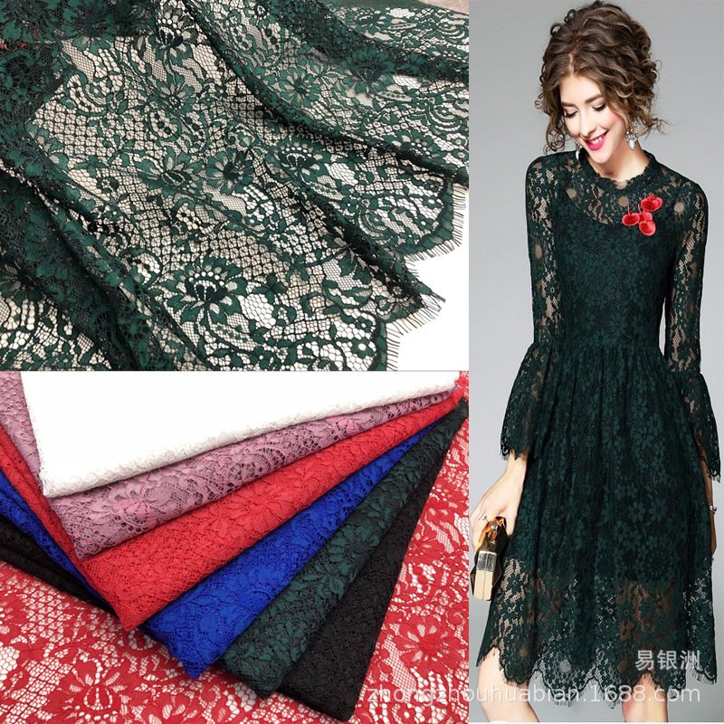 Dress Eyelash Placement Lace Fabric for Women's Wear Wholesale Supplie 16