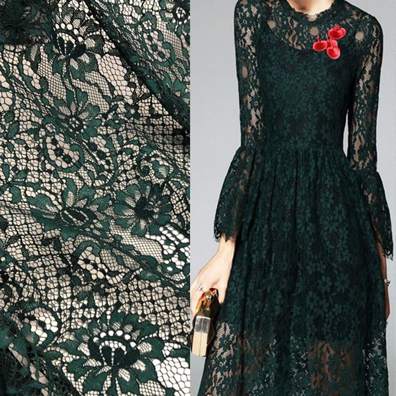 Dress Eyelash Placement Lace Fabric for Women's Wear Wholesale Supplie