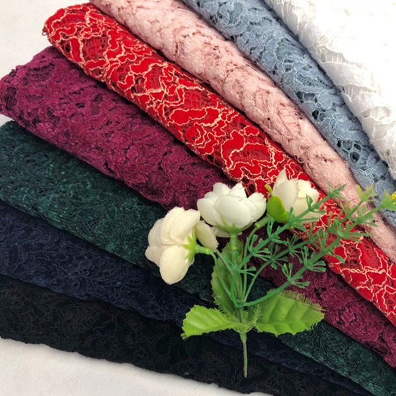 Dress Cutwork Polyester Brushed Lace Fabric for Women's Wear Wholesale 11