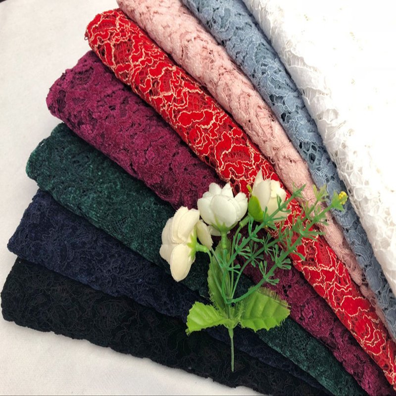Dress Cutwork Polyester Brushed Lace Fabric for Women's Wear Wholesale 14