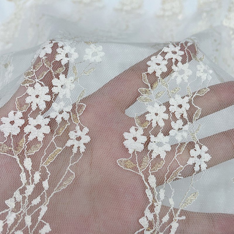 Eyelet Jacquard Kids Nylon Foil Lace Fabric for Women's Wear Wholesale 7
