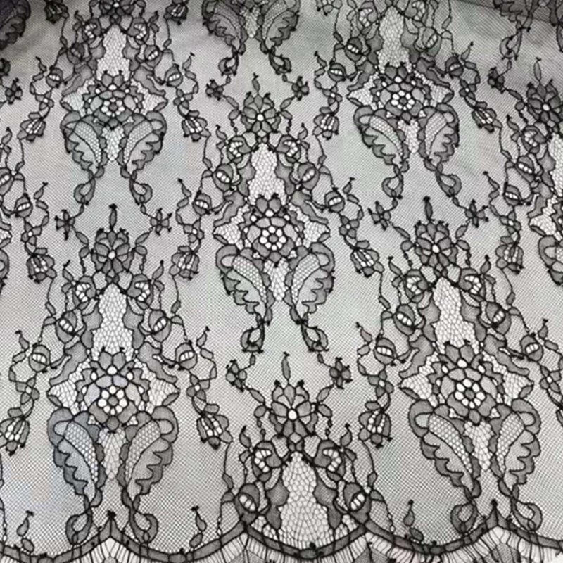 Semi-Sheer Cutwork Sheer Lace Fabric for Women's Wear Wholesale Suppli