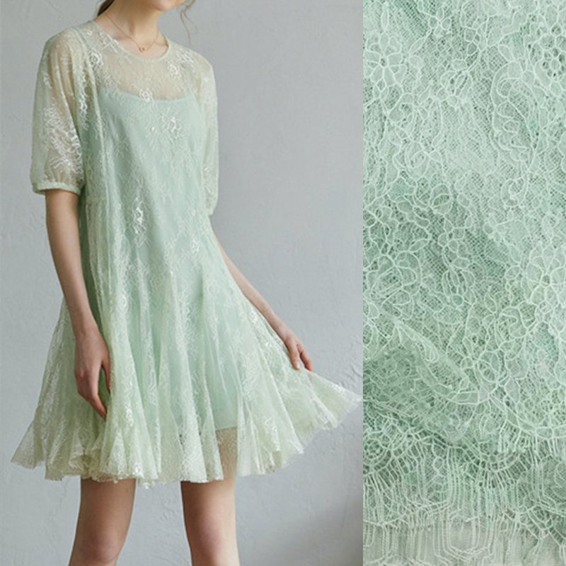 Semi-Sheer Cutwork Sheer Lace Fabric for Women's Wear Wholesale Suppli