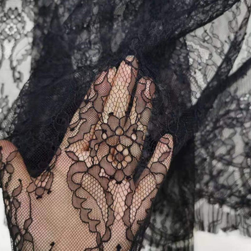 Semi-Sheer Cutwork Sheer Lace Fabric for Women's Wear Wholesale Suppli 4