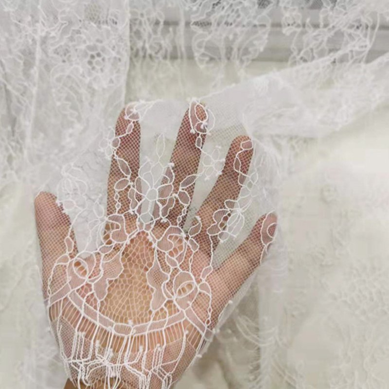 Semi-Sheer Cutwork Sheer Lace Fabric for Women's Wear Wholesale Suppli 6