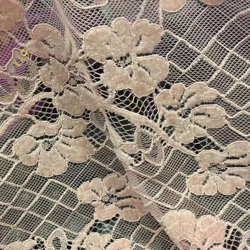 Dress Lace Trim Polyester Brushed Lace Fabric for Women's Wear Wholesa 5