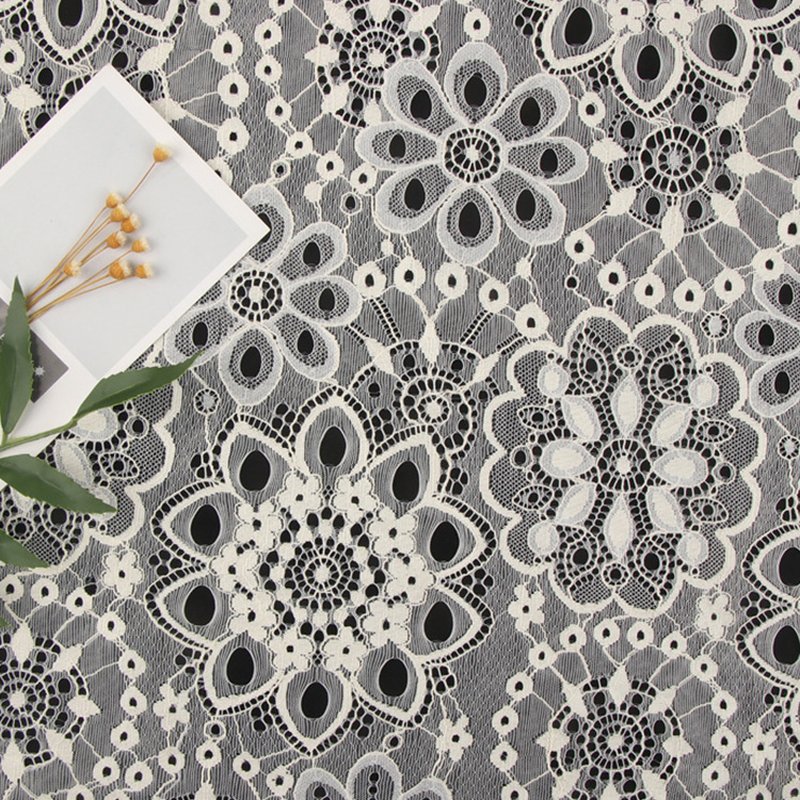 Lace Fabric Eyelash Cutwork Nylon for Women's Wear Wholesale Supplier 4
