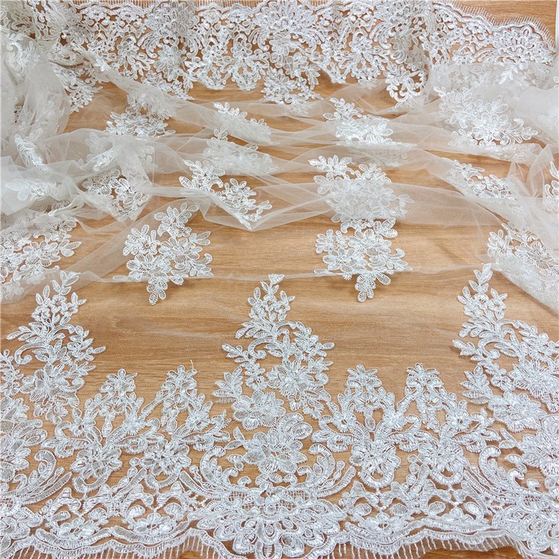 Embroidered Fabric Double Edge Water Soluble Polyester Lace Fabric for