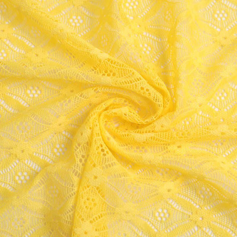 Lace Fabric Yellow Lace Trim Nylon Warp Knit for Women's Wear Wholesal