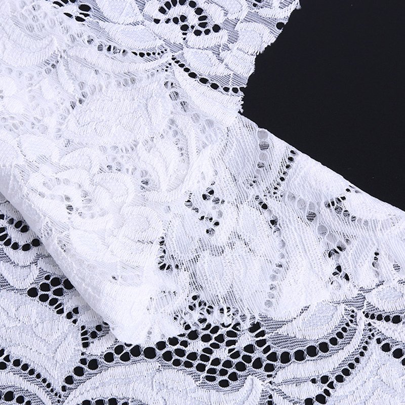Lace Fabric White Black Warp Knit for Women's Wear Wholesale Supplier 6