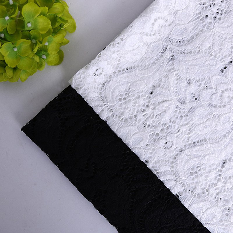Lace Fabric White Black Warp Knit for Women's Wear Wholesale Supplier 7