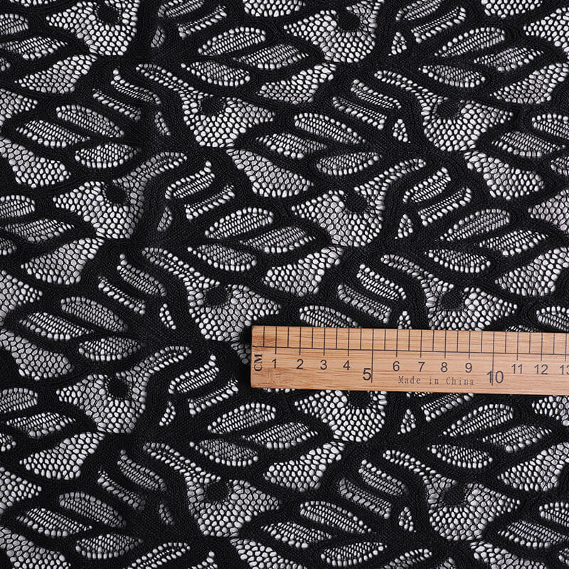 Lace Fabric Leaf Pink Nylon Warp Knit for Women's Wear Wholesale Suppl