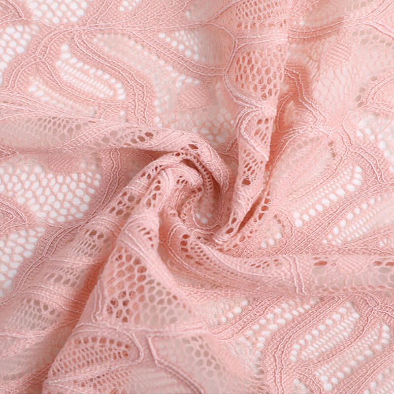 Lace Fabric Leaf Pink Nylon Warp Knit for Women's Wear Wholesale Suppl 4