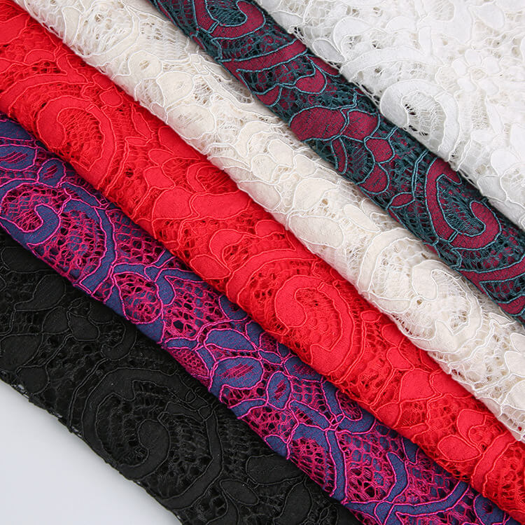 Dress Eyelash Cutwork Nylon Lace Fabric for Women's Wear Wholesale Sup