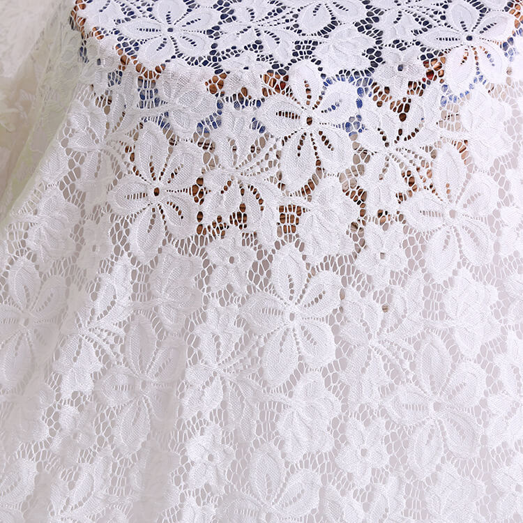 White Women's Yoga Nylon Warp Knit Lace Fabric for Women's Wear Wholes