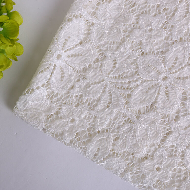 White Women's Yoga Nylon Warp Knit Lace Fabric for Women's Wear Wholes