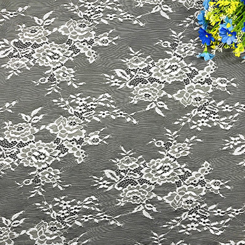 Floral Large Floral Bridal Nylon Warp Knit Lace Fabric for Bridal Whol
