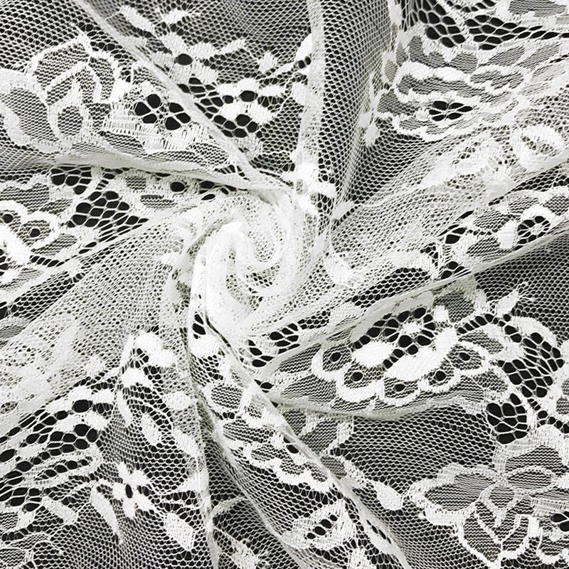 Floral Large Floral Bridal Nylon Warp Knit Lace Fabric for Bridal Whol
