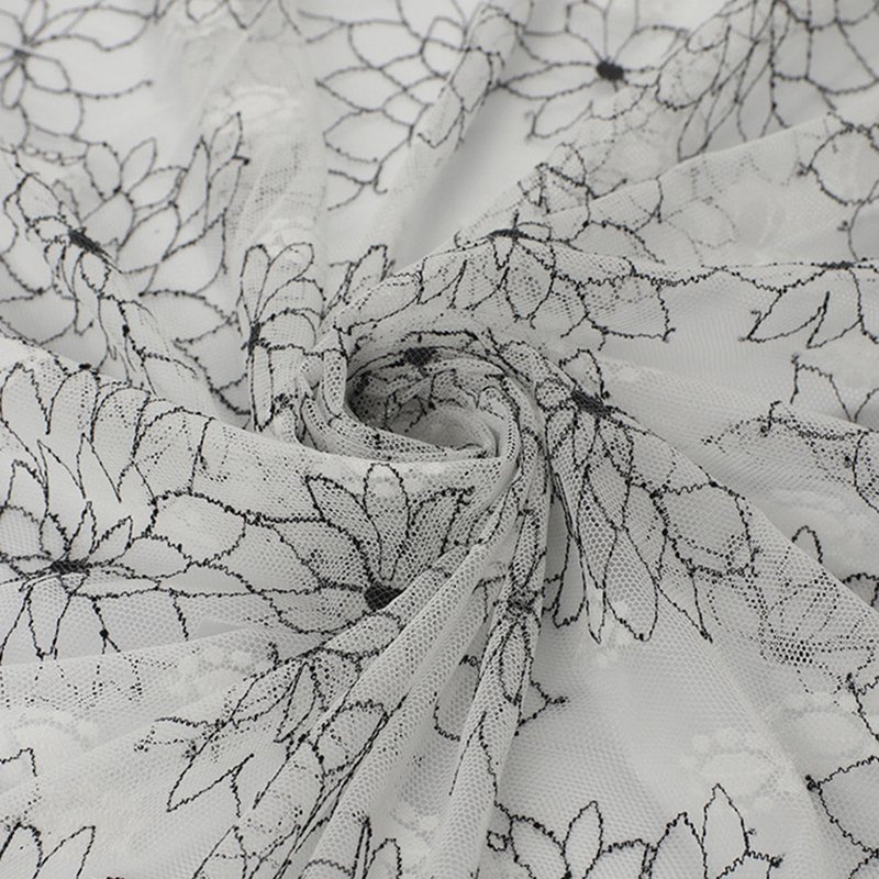 Lace Fabric Dress White Polyester Warp Knit for Women's Wear Wholesale