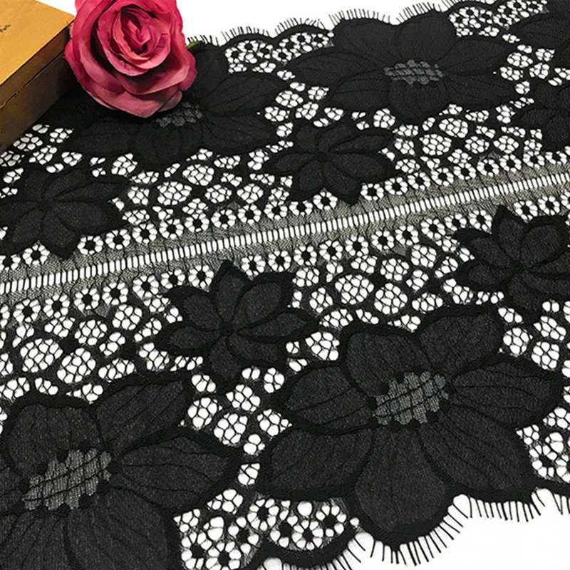Lace Trim Eyelash Double Edge Nylon Lace Fabric for Apparel Wholesale