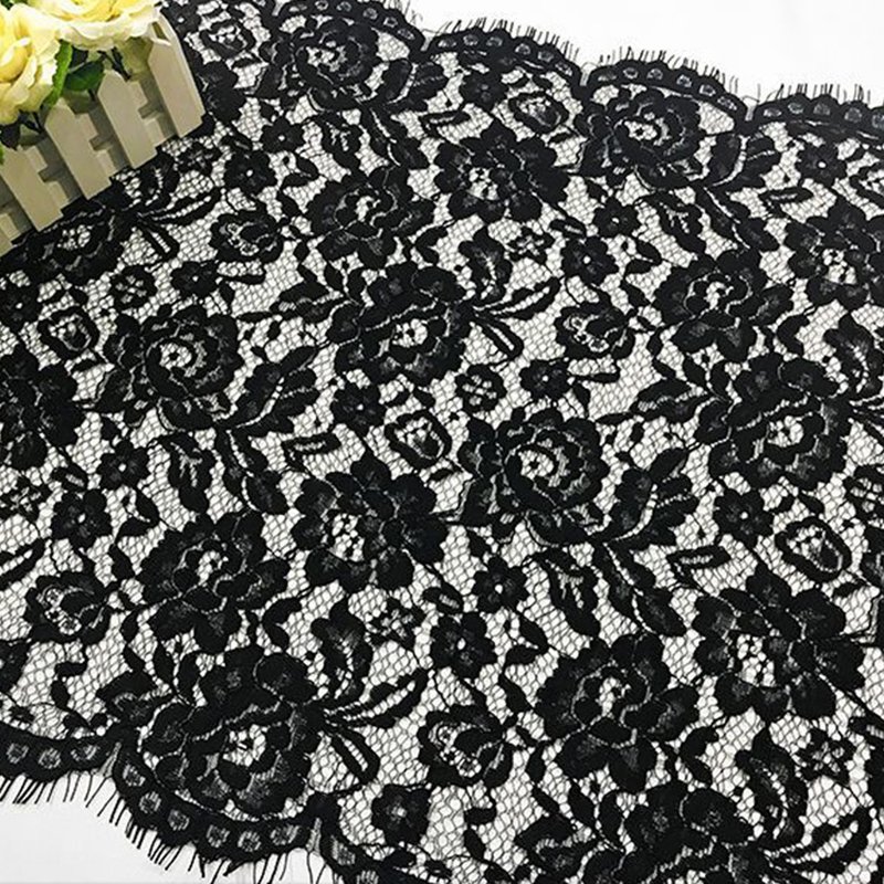 Lace Trim Floral Eyelash Nylon Lace Fabric for Apparel Wholesale Suppl