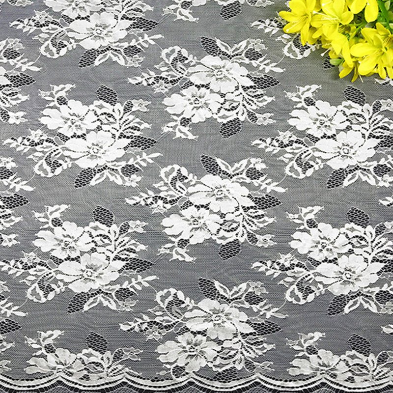 Lace Trim Scallop Edge Floral Nylon Lace Fabric for Bridal Wholesale S