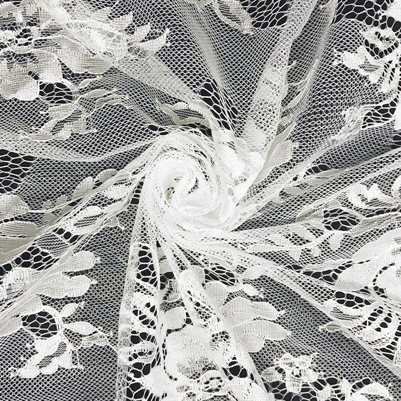 Lace Trim Scallop Edge Floral Nylon Lace Fabric for Bridal Wholesale S