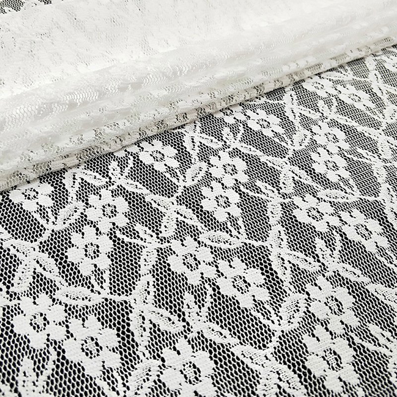 Lace Fabric Ditsy Floral White Polyester Warp Knit for Bridal Wholesal