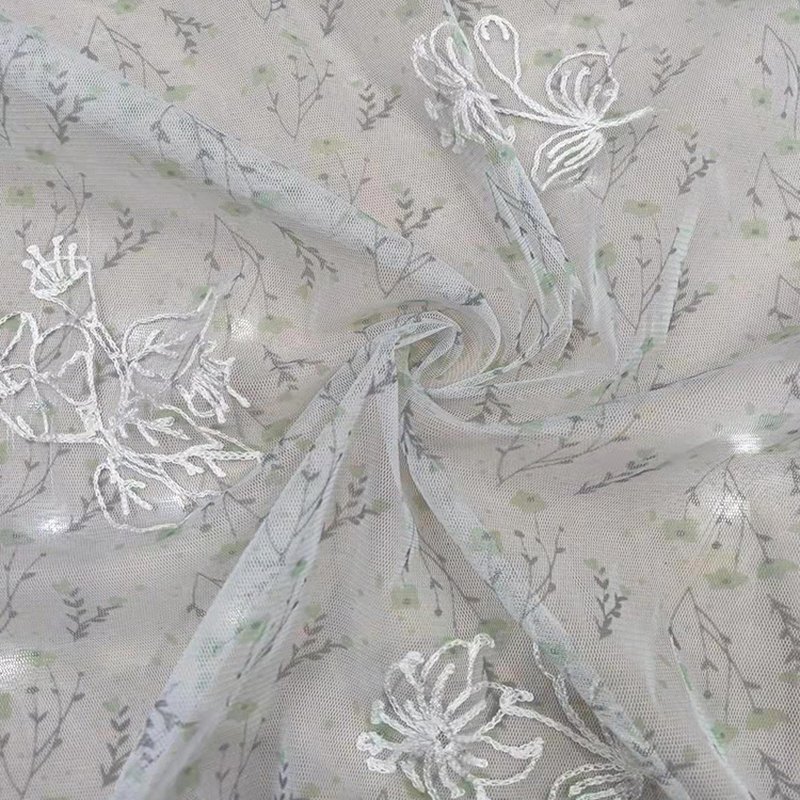 Dress Printed Polyester Lace Fabric for Women's Wear Wholesale Supplie