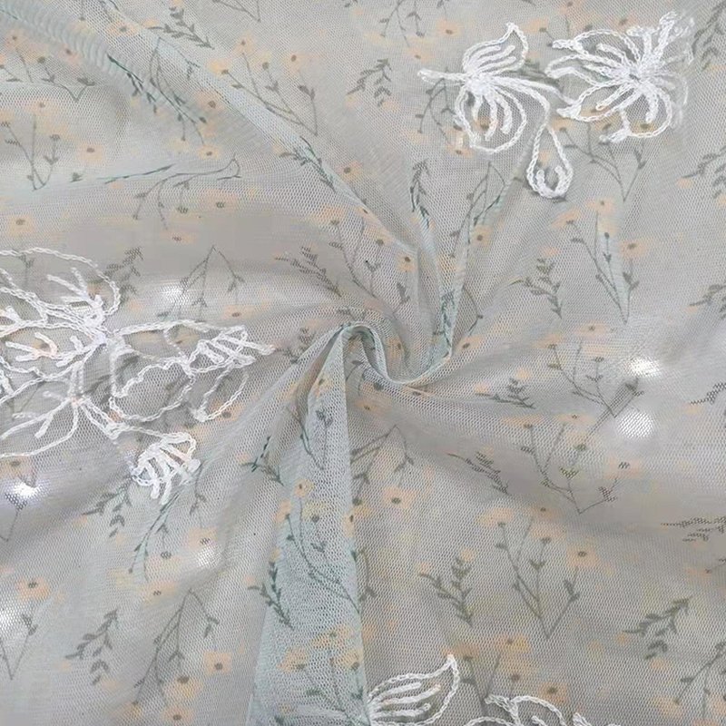 Dress Printed Polyester Lace Fabric for Women's Wear Wholesale Supplie