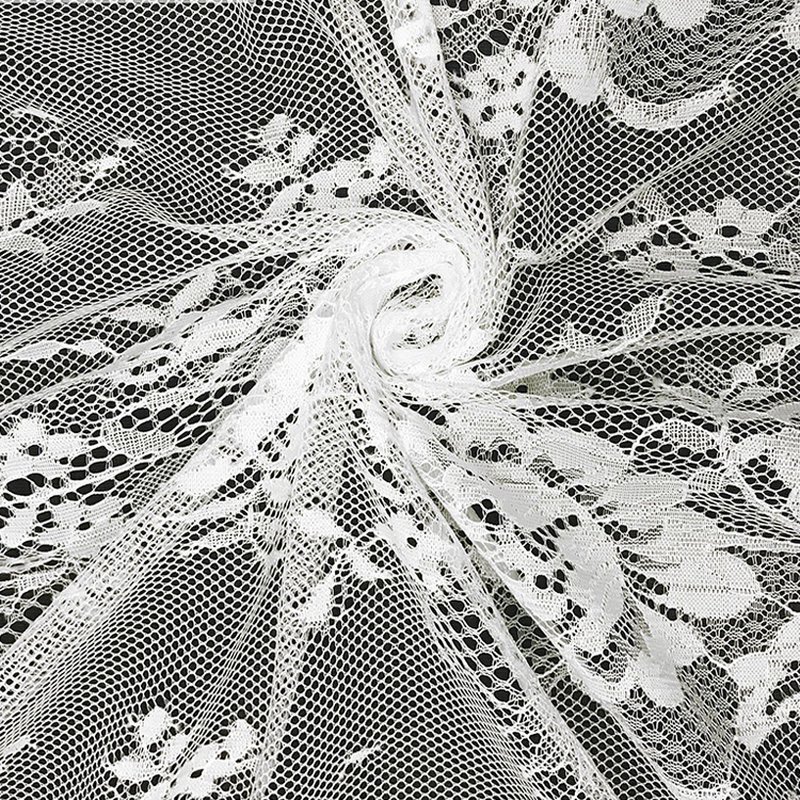 Lace Trim Placement Floral Dress Nylon Lace Fabric for Women's Wear Wh