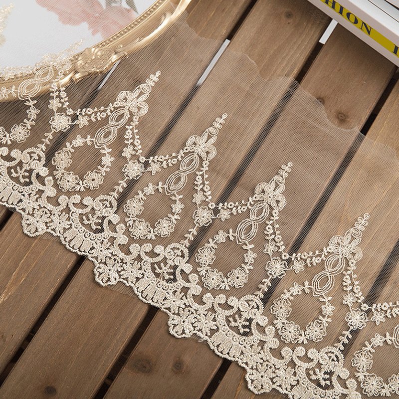 Lace Trim Water Soluble Polyester Foil Lace Fabric for Apparel Wholesa