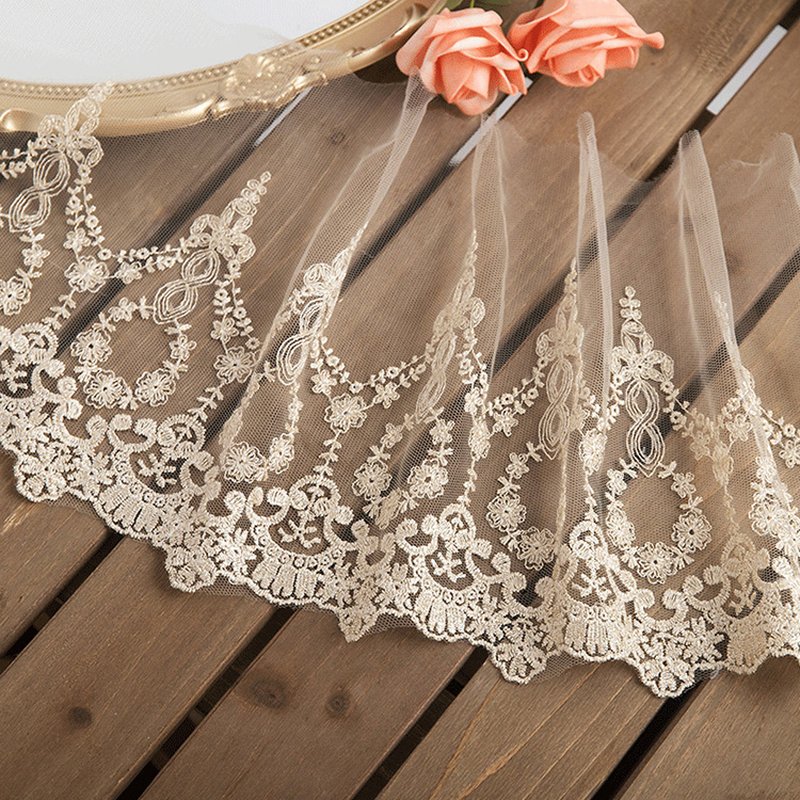 Lace Trim Water Soluble Polyester Foil Lace Fabric for Apparel Wholesa
