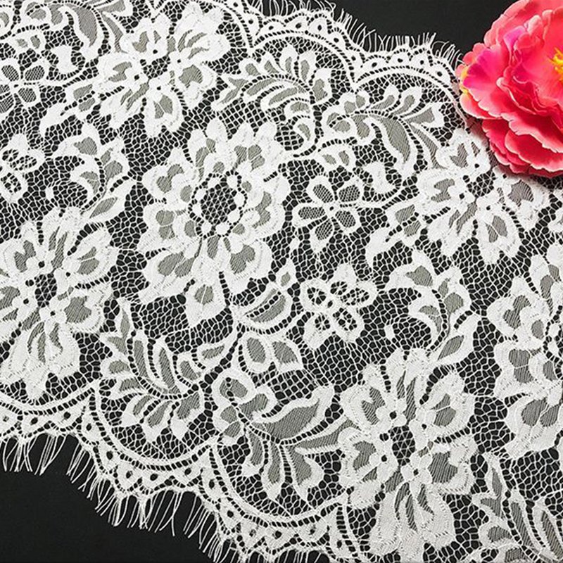 Lace Trim Floral Eyelash Nylon Lace Fabric for Apparel Wholesale Suppl