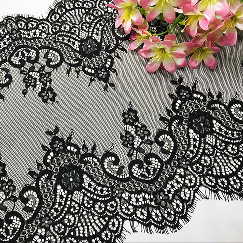 Lace Trim Eyelash Double Edge Nylon Lace Fabric for Apparel Wholesale