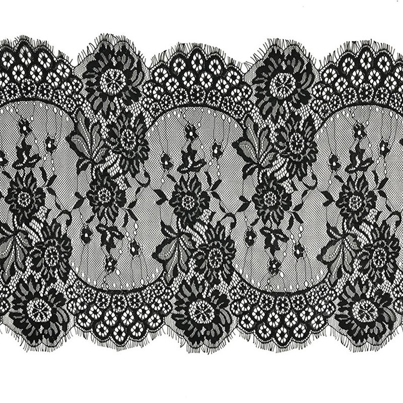 Lace Trim Eyelash Double Edge Nylon Lace Fabric for Apparel Wholesale